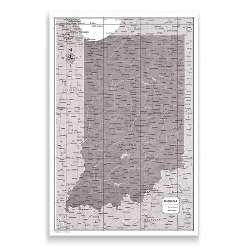 Indiana Map Poster - Dark Brown Color Splash