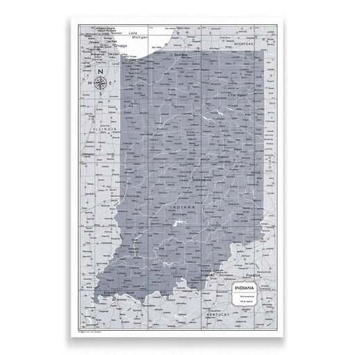 Indiana Map Poster - Dark Gray Color Splash