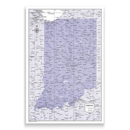 Push Pin Indiana Map (Pin Board) - Purple Color Splash CM Pin Board