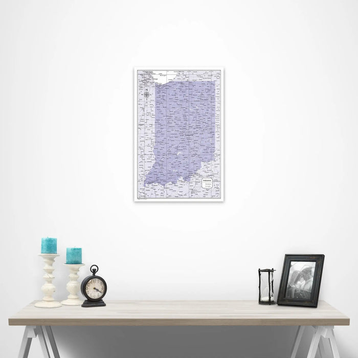 Indiana Map Poster - Purple Color Splash CM Poster