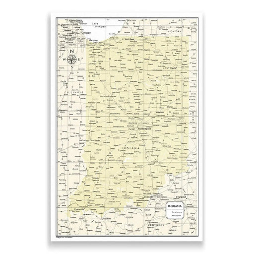 Indiana Map Poster - Yellow Color Splash