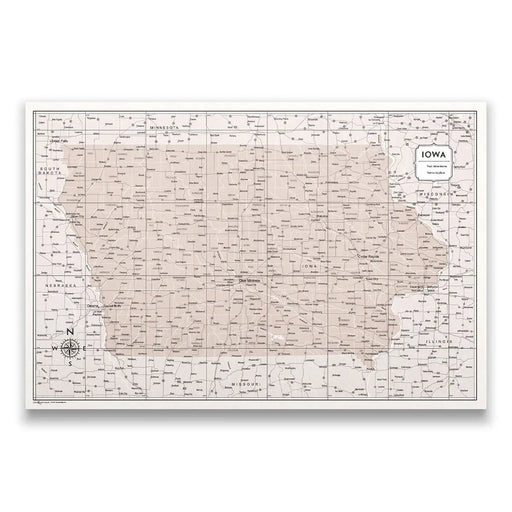 Iowa Map Poster - Light Brown Color Splash