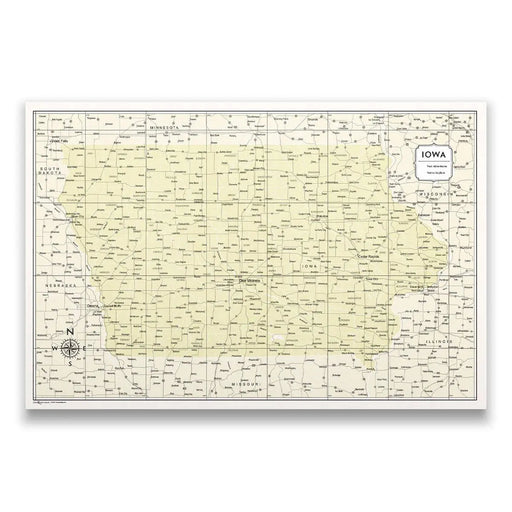 Iowa Map Poster - Yellow Color Splash CM Poster