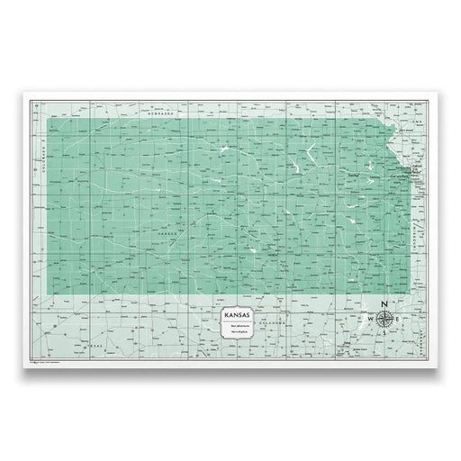 Kansas Map Poster - Green Color Splash