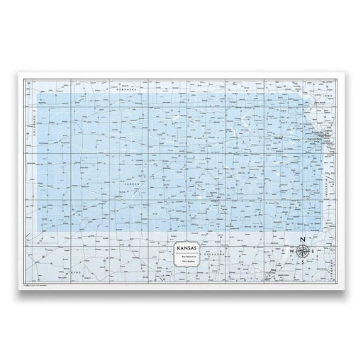 Kansas Map Poster - Light Blue Color Splash
