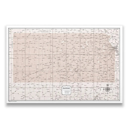 Push Pin Kansas Map (Pin Board) - Light Brown Color Splash CM Pin Board