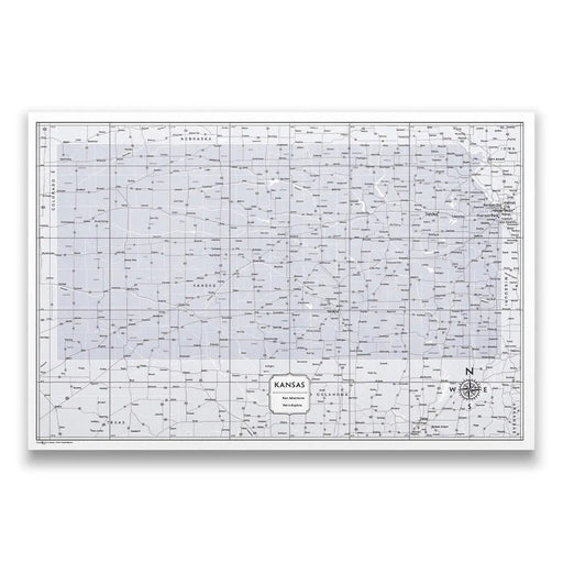 Push Pin Kansas Map (Pin Board) - Light Gray Color Splash CM Pin Board