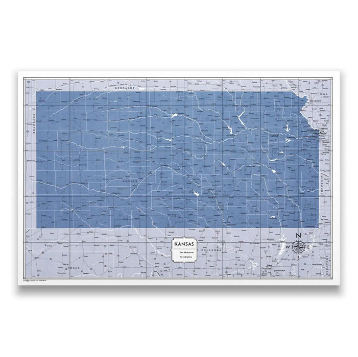 Push Pin Kansas Map (Pin Board) - Navy Color Splash CM Pin Board