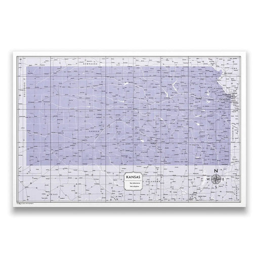 Push Pin Kansas Map (Pin Board) - Purple Color Splash CM Pin Board