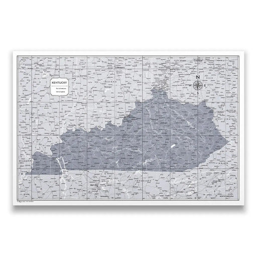 Kentucky Map Poster - Dark Gray Color Splash