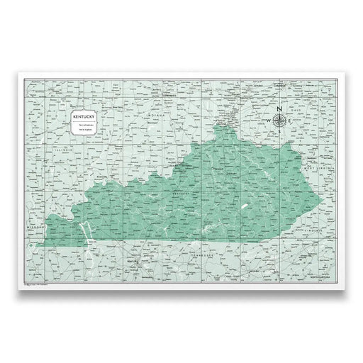 Kentucky Map Poster - Green Color Splash