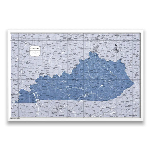 Kentucky Map Poster - Navy Color Splash