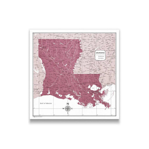 Louisiana Map Poster - Burgundy Color Splash