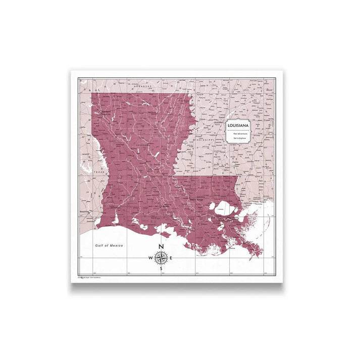 Push Pin Louisiana Map (Pin Board) - Burgundy Color Splash CM Pin Board