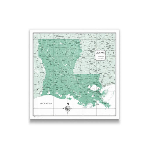 Louisiana Map Poster - Green Color Splash CM Poster