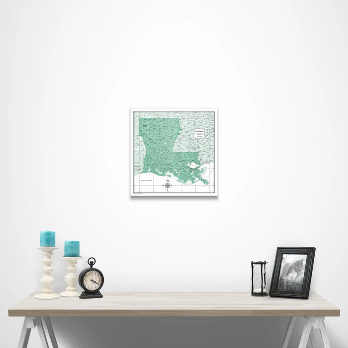 Louisiana Map Poster - Green Color Splash CM Poster