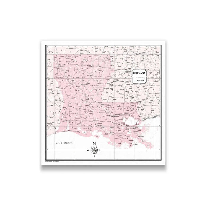 Louisiana Map Poster - Pink Color Splash CM Poster
