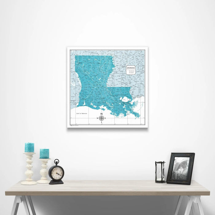 Louisiana Map Poster - Teal Color Splash CM Poster