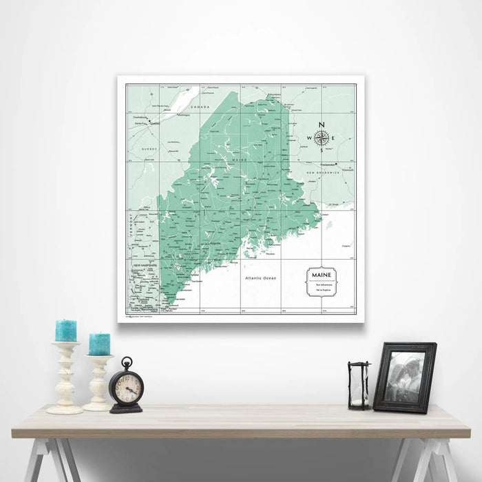 Maine Map Poster - Green Color Splash CM Poster