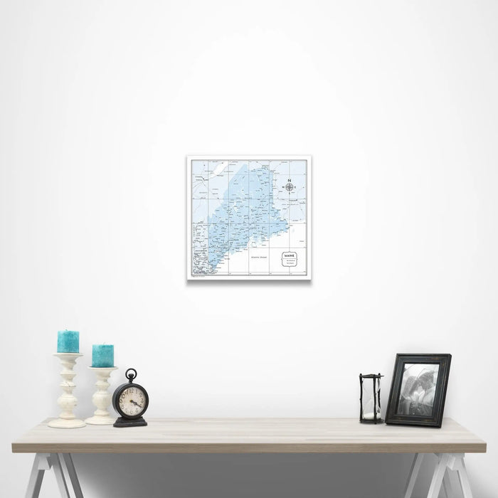 Maine Map Poster - Light Blue Color Splash CM Poster