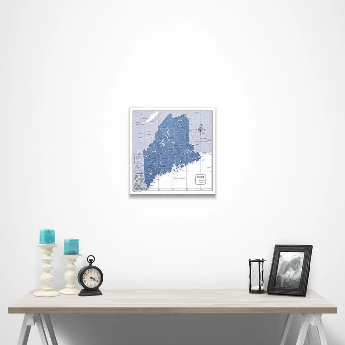 Maine Map Poster - Navy Color Splash CM Poster