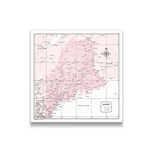 Push Pin Maine Map (Pin Board/Poster) - Pink Color Splash CM Pin Board
