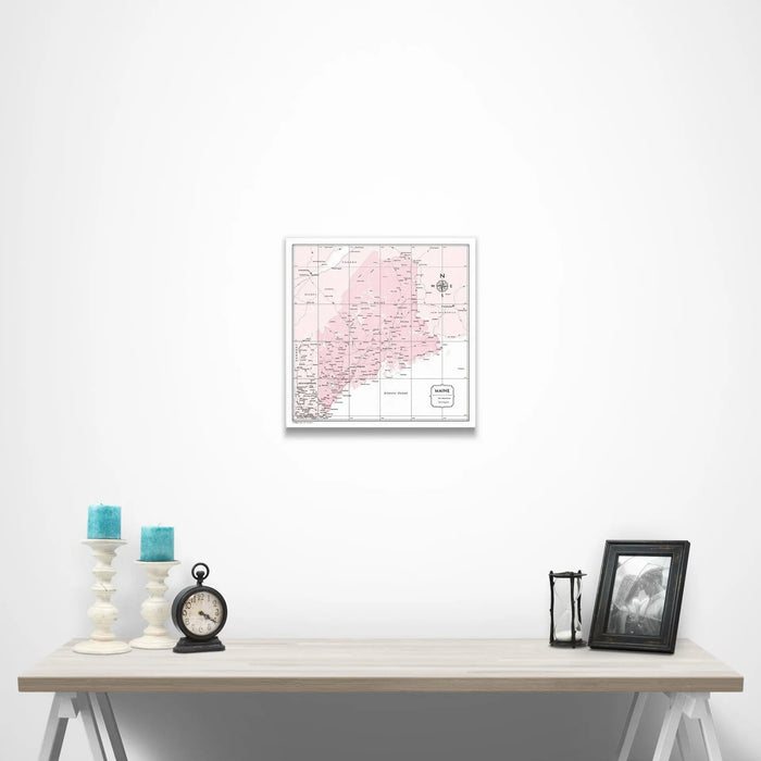 Maine Map Poster - Pink Color Splash CM Poster