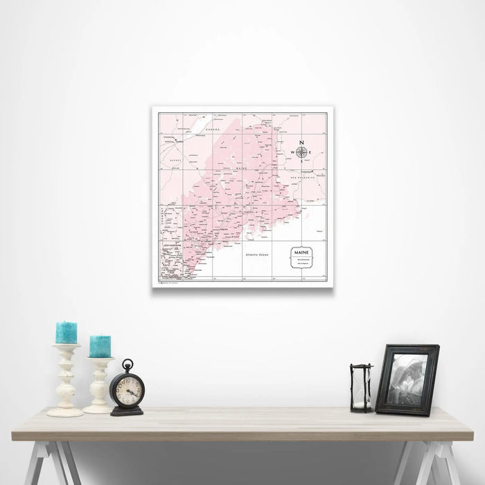 Maine Map Poster - Pink Color Splash CM Poster