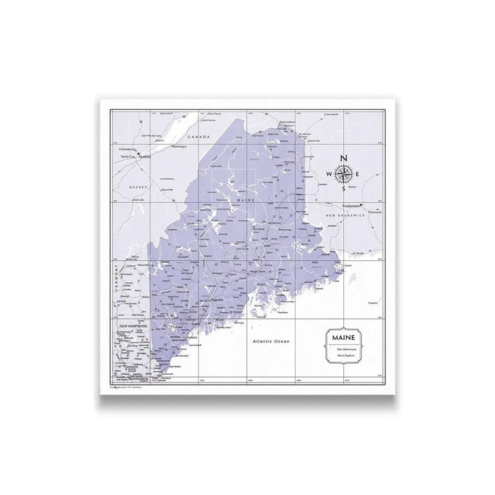 Push Pin Maine Map (Pin Board) - Purple Color Splash CM Pin Board