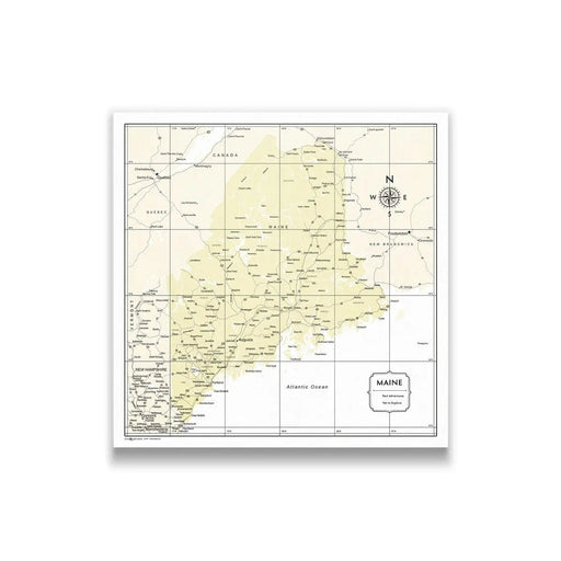 Maine Map Poster - Yellow Color Splash