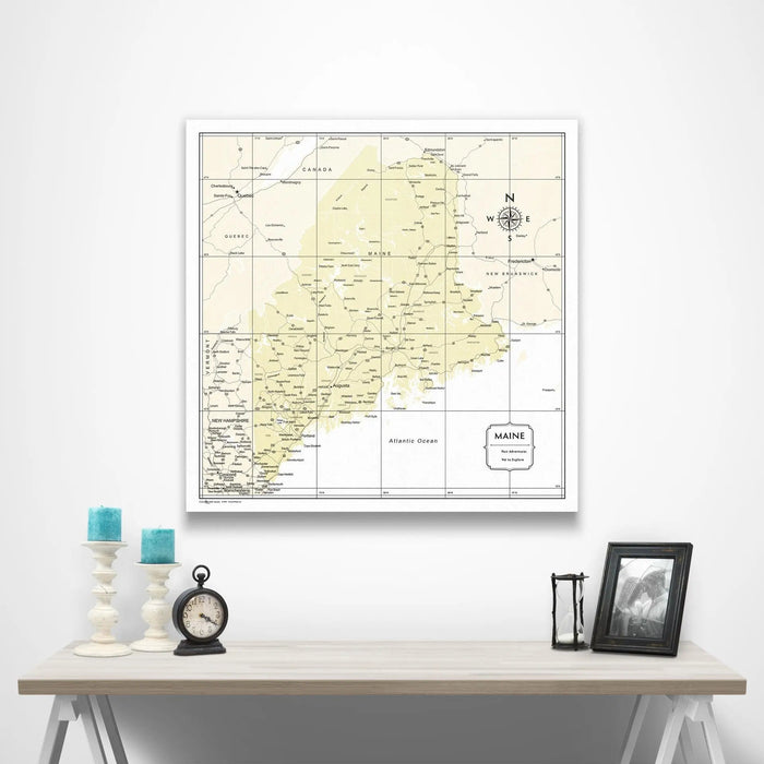 Maine Map Poster - Yellow Color Splash CM Poster
