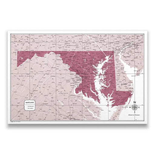 Maryland Map Poster - Burgundy Color Splash