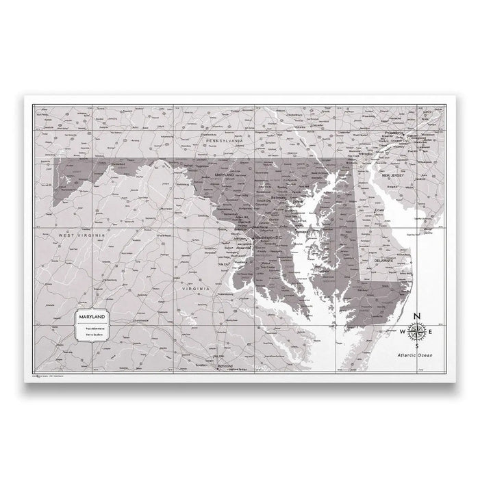 Push Pin Maryland Map (Pin Board) - Dark Brown Color Splash CM Pin Board