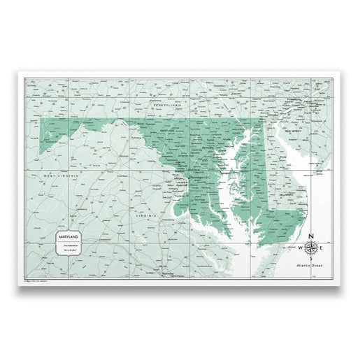 Push Pin Maryland Map (Pin Board) - Green Color Splash CM Pin Board