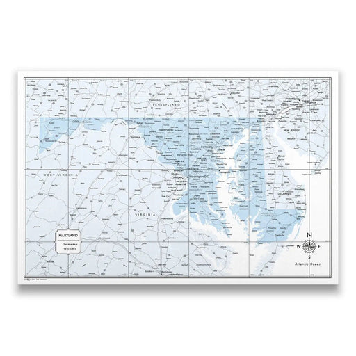 Push Pin Maryland Map (Pin Board) - Light Blue Color Splash CM Pin Board