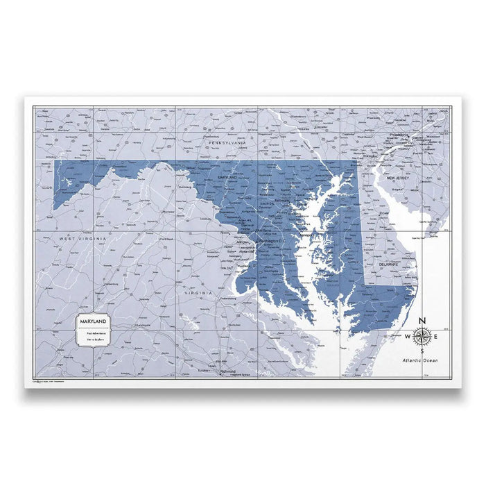 Maryland Map Poster - Navy Color Splash CM Poster
