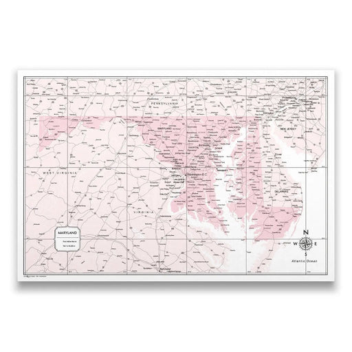 Push Pin Maryland Map (Pin Board) - Pink Color Splash CM Pin Board
