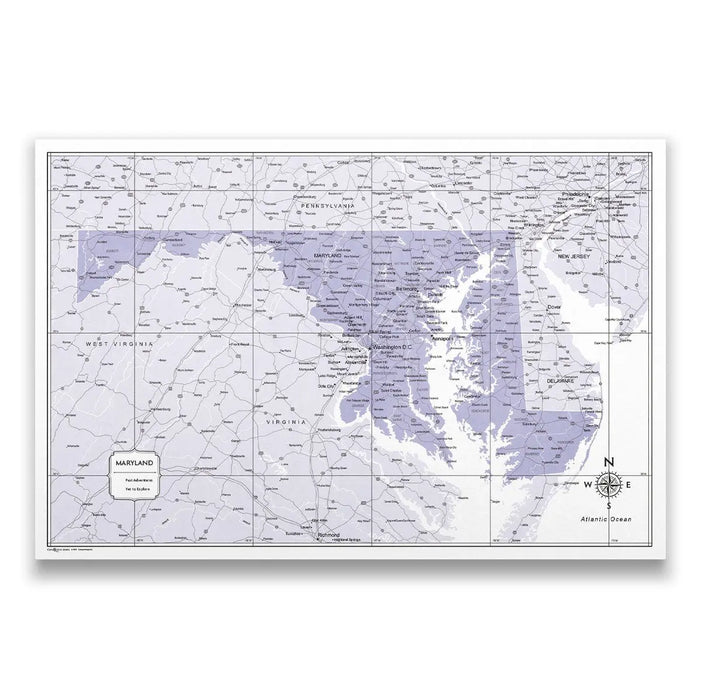 Push Pin Maryland Map (Pin Board/Poster) - Purple Color Splash CM Pin Board