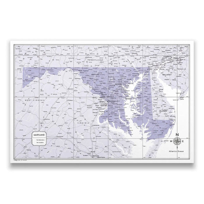 Push Pin Maryland Map (Pin Board) - Purple Color Splash CM Pin Board
