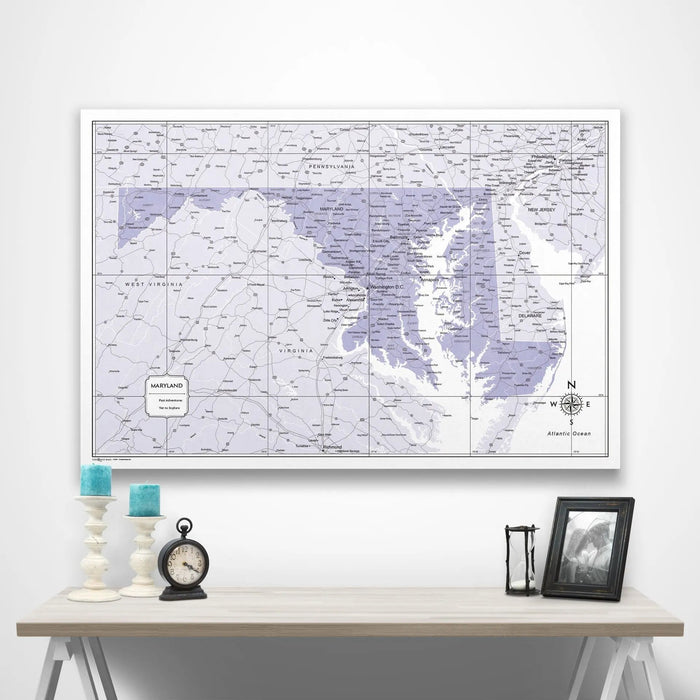 Maryland Map Poster - Purple Color Splash CM Poster