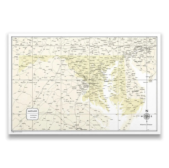 Maryland Map Poster - Yellow Color Splash CM Poster