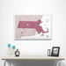 Massachusetts Map Poster - Burgundy Color Splash CM Poster