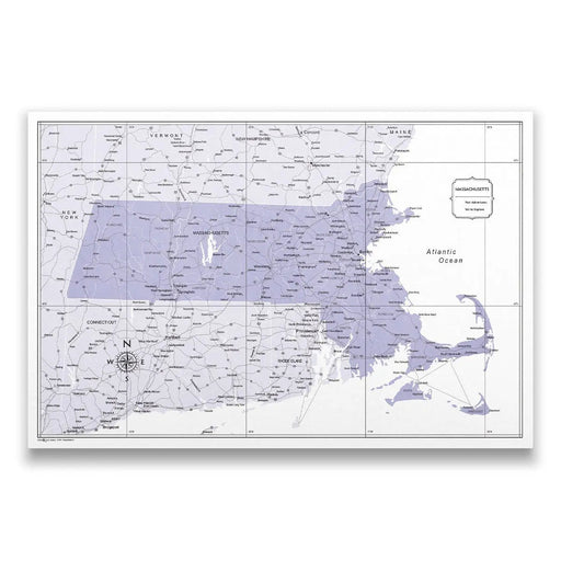 Push Pin Massachusetts Map (Pin Board) - Purple Color Splash CM Pin Board