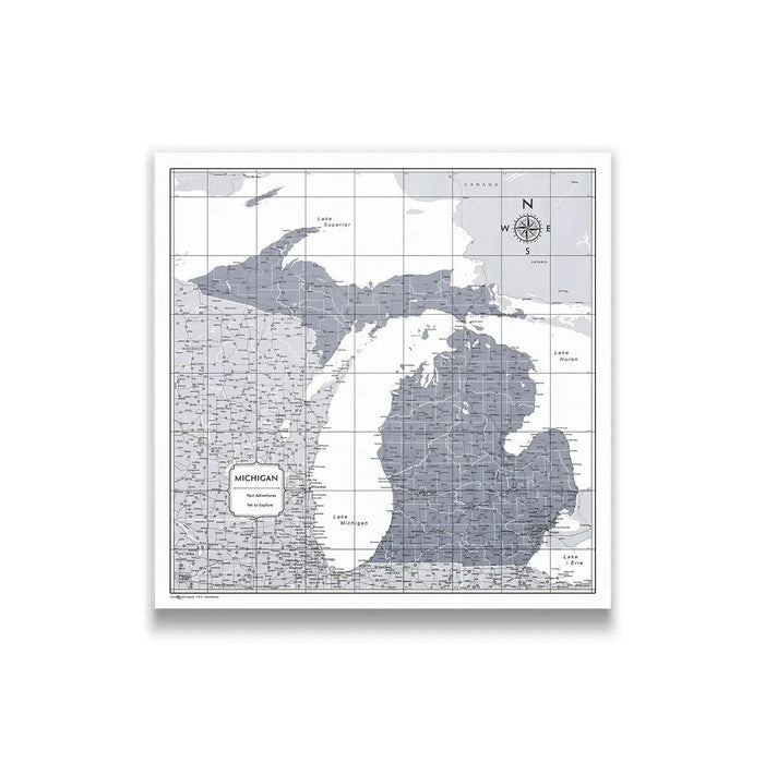 Michigan Map Poster - Dark Gray Color Splash CM Poster
