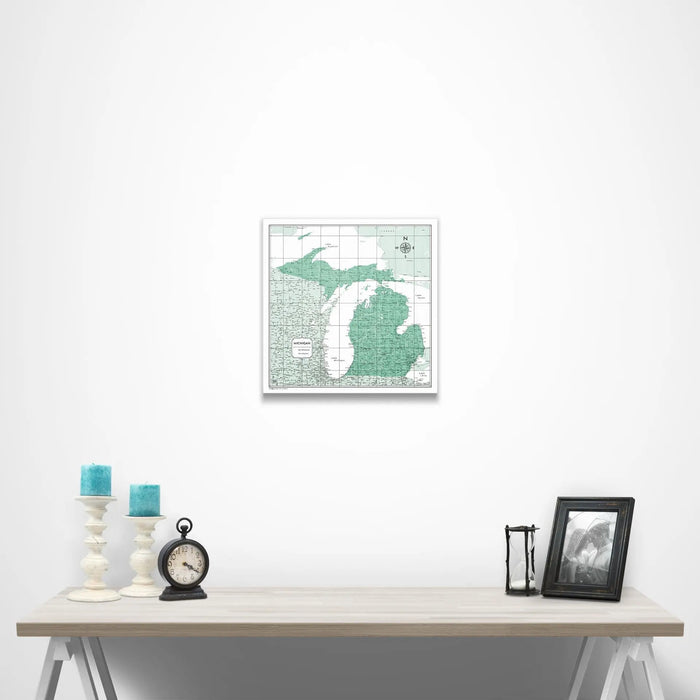 Michigan Map Poster - Green Color Splash CM Poster