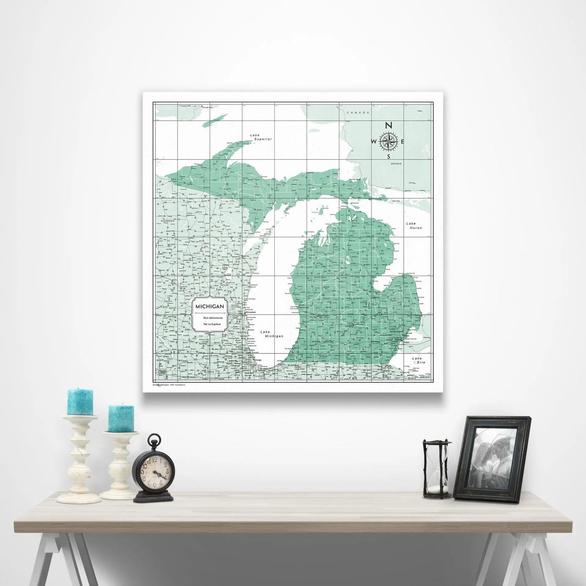 Michigan Map Poster - Green Color Splash - Conquest Maps LLC