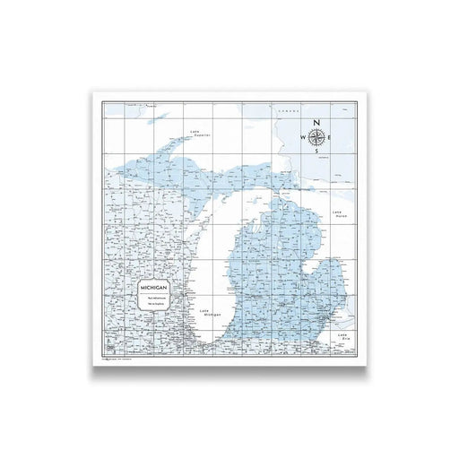 Michigan Map Poster - Light Blue Color Splash