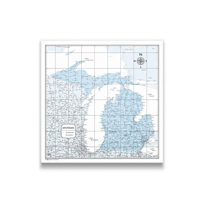 Michigan Map Poster - Light Blue Color Splash CM Poster