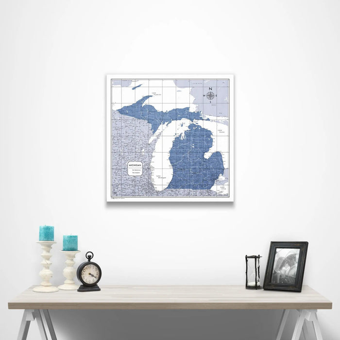 Michigan Map Poster - Navy Color Splash CM Poster