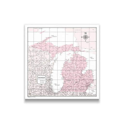 Michigan Map Poster - Pink Color Splash